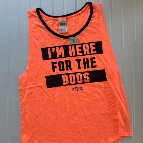BNWT PINK by Victorias Secret “IM HERE FOR THE BOOS” muscle tank - Picture 1 of 9